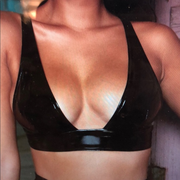 black vinyl bralette